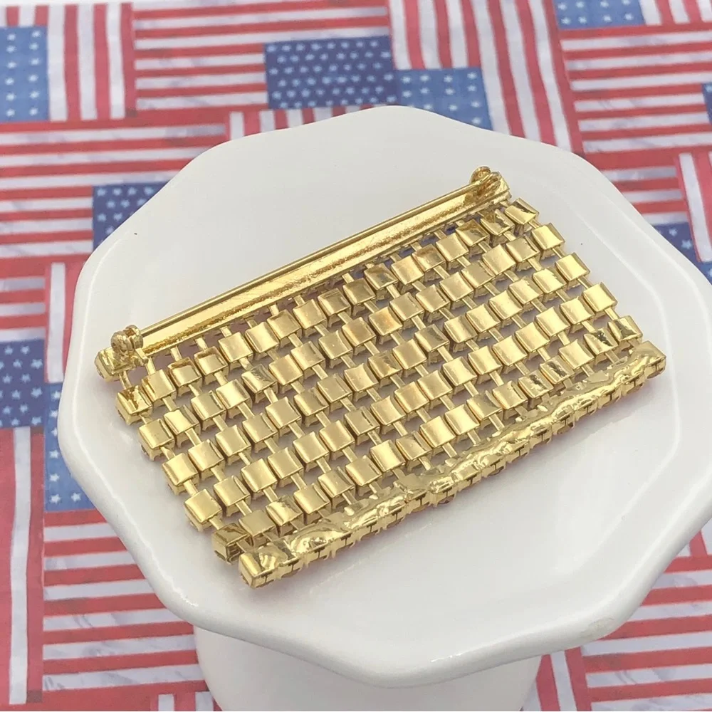 American Flag Rhinestone Large Pin Brooch